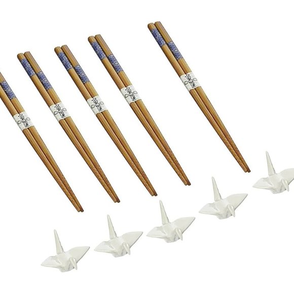 Happy Sales Sushi Set_5 Piece Crane Chopstick Set with Rests MC, Assorted - Picture 5 of 11